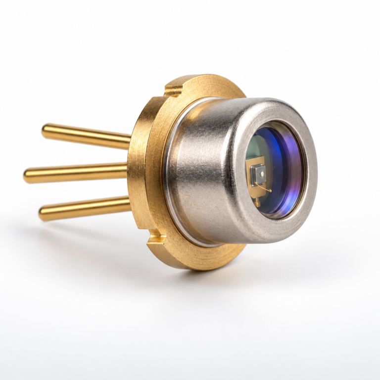 Laser diode in a hermetically sealed TO-can package with AR-coated lens window